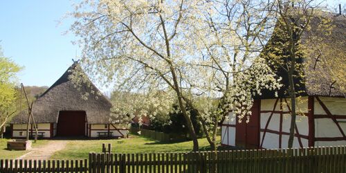 Hufe 1 mit niederdeutschem Hallenhaus und Scheune - Freilichtmuseum Schwerin-Mueß, Foto: Fred-Ingo Pahl