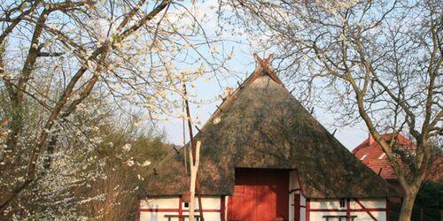 Niederdeutsches Bauernhaus der Hufe 1 im Freilichtmuseum Schwerin-Mueß, Foto: Volker Janke