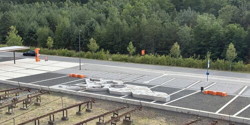 Modell des Lausitzer Seenlandes vor der Energiefabrik Knappenrode, Foto: Schulz, Lizenz: Energiefabrik Knappenrode