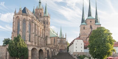 Domplatz in Erfurt, Dom St. Marien und Severikirche, Foto: Gregor Lengler, Lizenz: Thüringer Tourismus GmbH