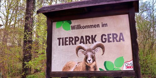 Eingangsschild Tierpark Gera, Foto: Gera-Info