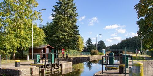 Blick auf die Schleuse Leesenbrück, Marienwerder, Foto: ScottyScout