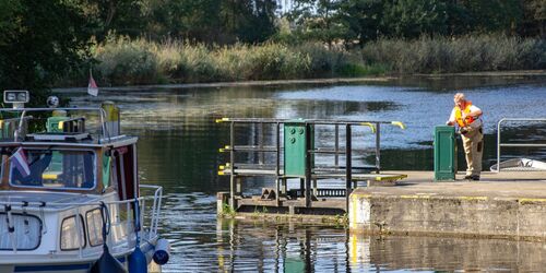 Bootseinfahrt Schleuse Leesenbrück, Marienwerder, Foto: ScottyScout