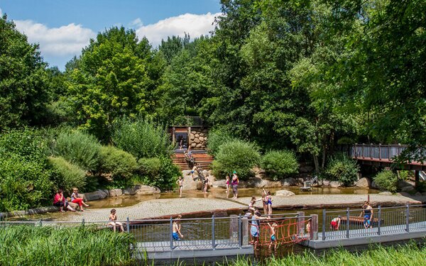 Wasserspielplatz auf der Schlossinsel Lübben, Foto: Peter Becker