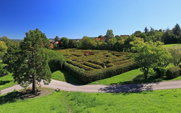 Ddas Heckenlabyrinth aus Buchenhecken, Foto: Uwe Miethe